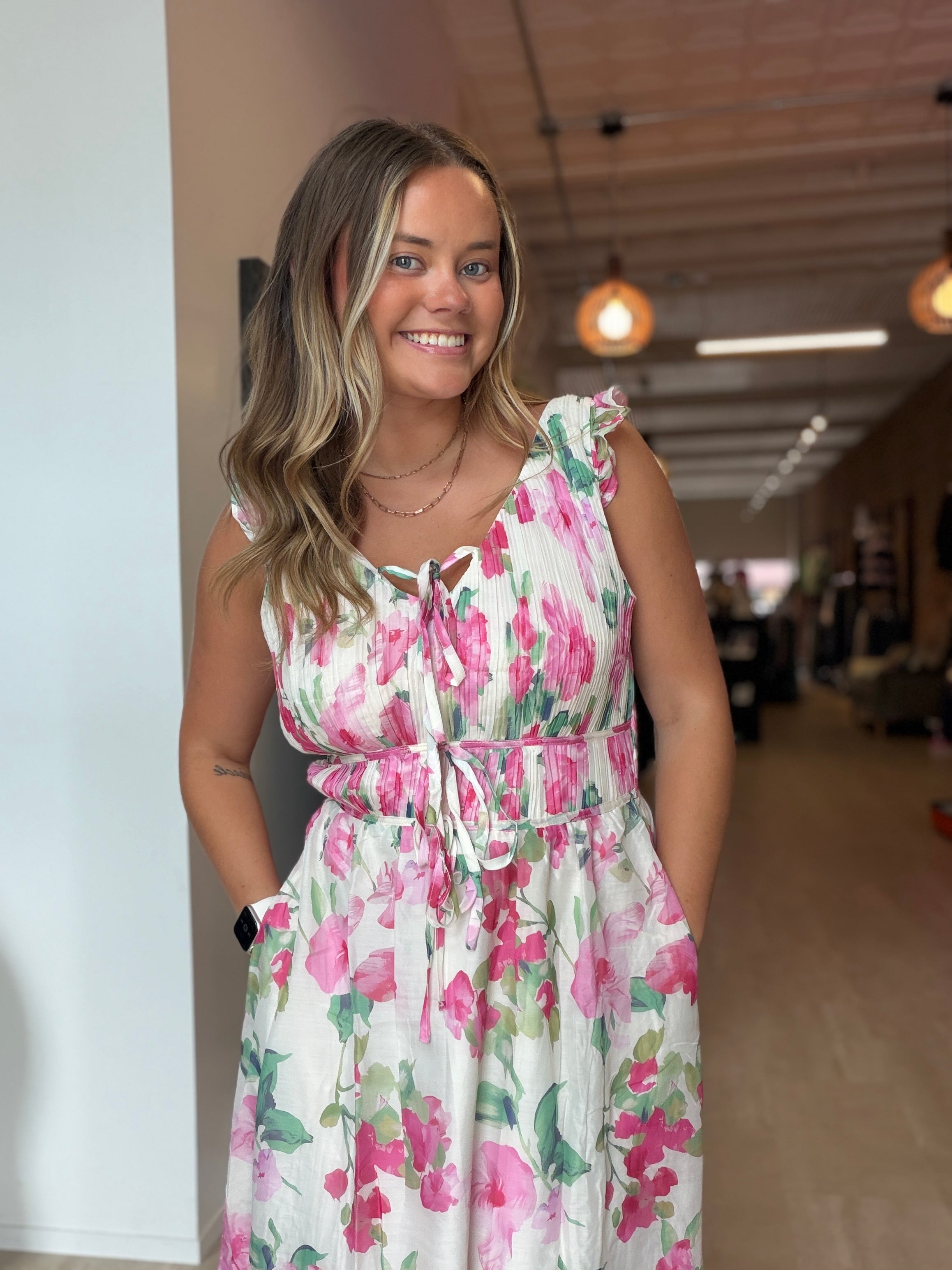 Harmony Pink Floral Tank Dress-Dresses-Hayden-The Funky Zebra Ames, Women's Fashion Boutique in Ames, Iowa