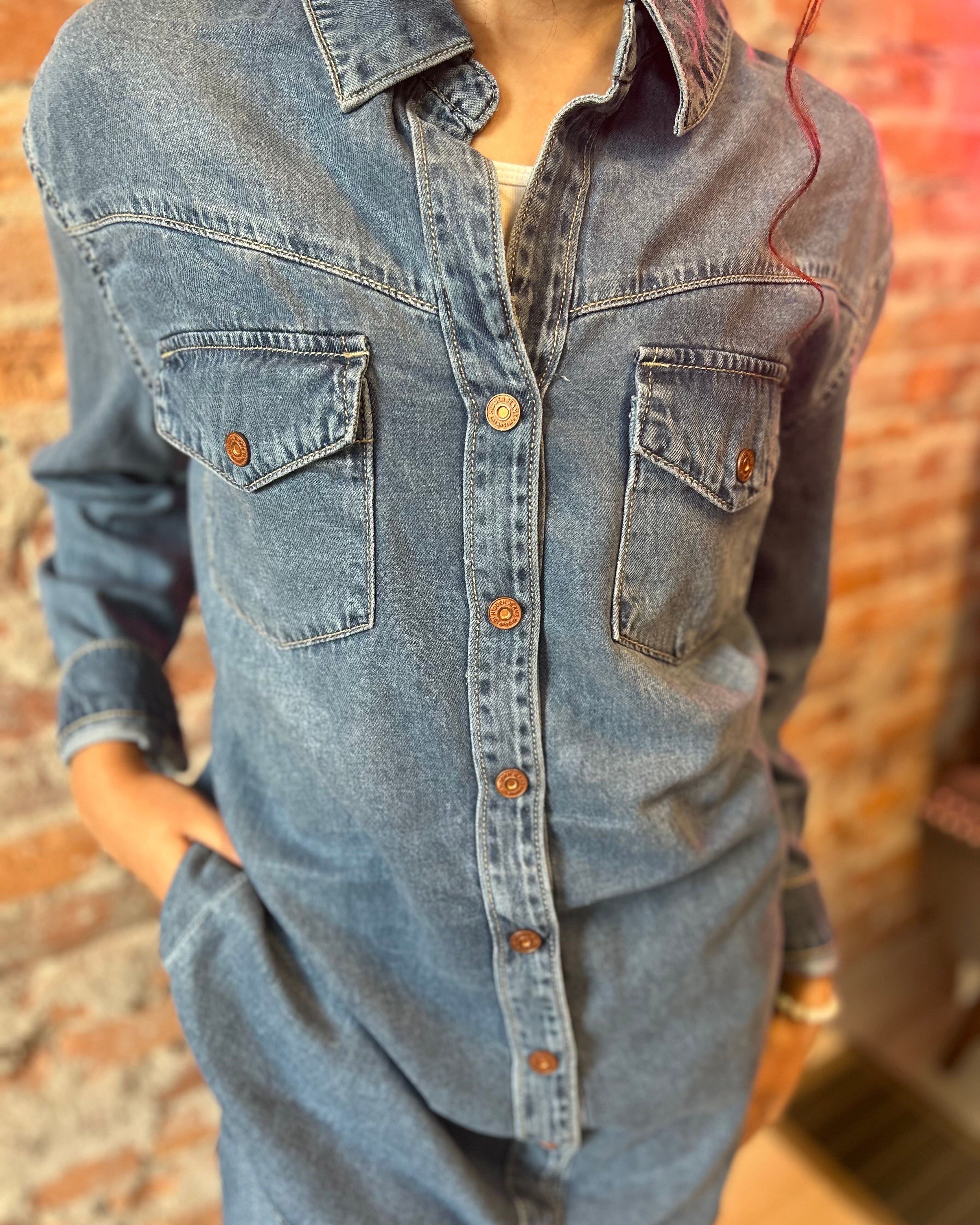 Hidden Denim Dress-Dresses-Hidden-The Funky Zebra Ames, Women's Fashion Boutique in Ames, Iowa