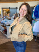 Sierra Washed Denim Bomber-The Funky Zebra Ames-The Funky Zebra Ames, Women's Fashion Boutique in Ames, Iowa