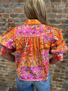 Rose Multi Print Blouse-The Funky Zebra Ames-The Funky Zebra Ames, Women's Fashion Boutique in Ames, Iowa