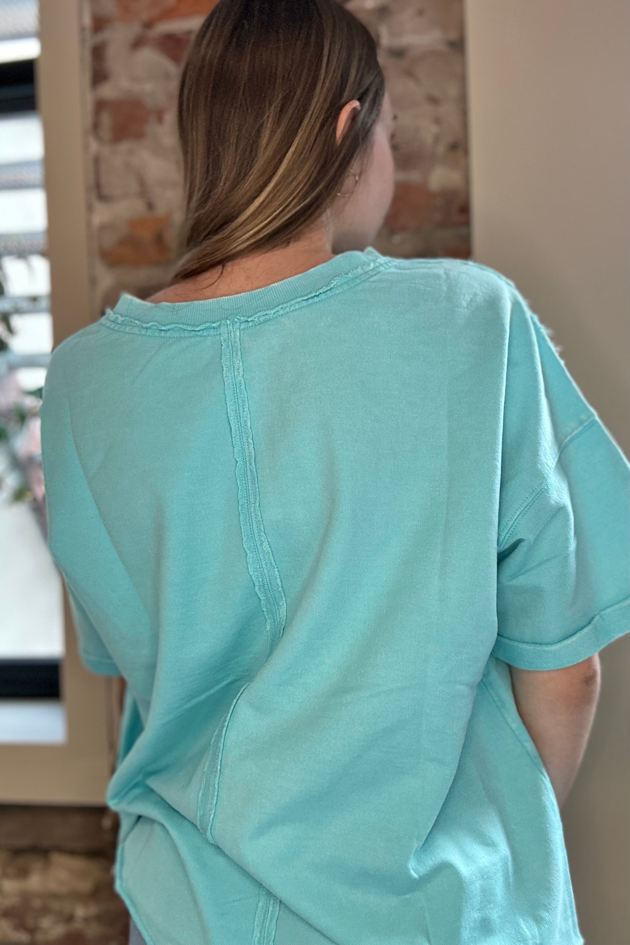 Roxanne Acid Washed Tee-apparel-Zenana-The Funky Zebra Ames, Women's Fashion Boutique in Ames, Iowa