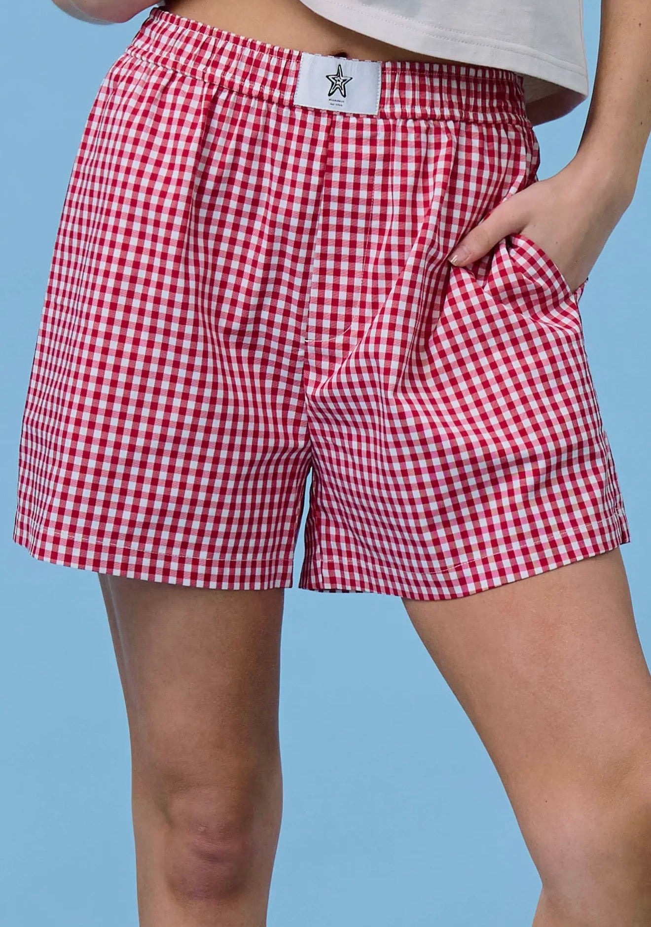 Cicily Gingham Boxer Shorts-Shorts-La Miel-The Funky Zebra Ames, Women's Fashion Boutique in Ames, Iowa