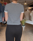 Teri Black & White Striped Tee-Zenana-The Funky Zebra Ames, Women's Fashion Boutique in Ames, Iowa