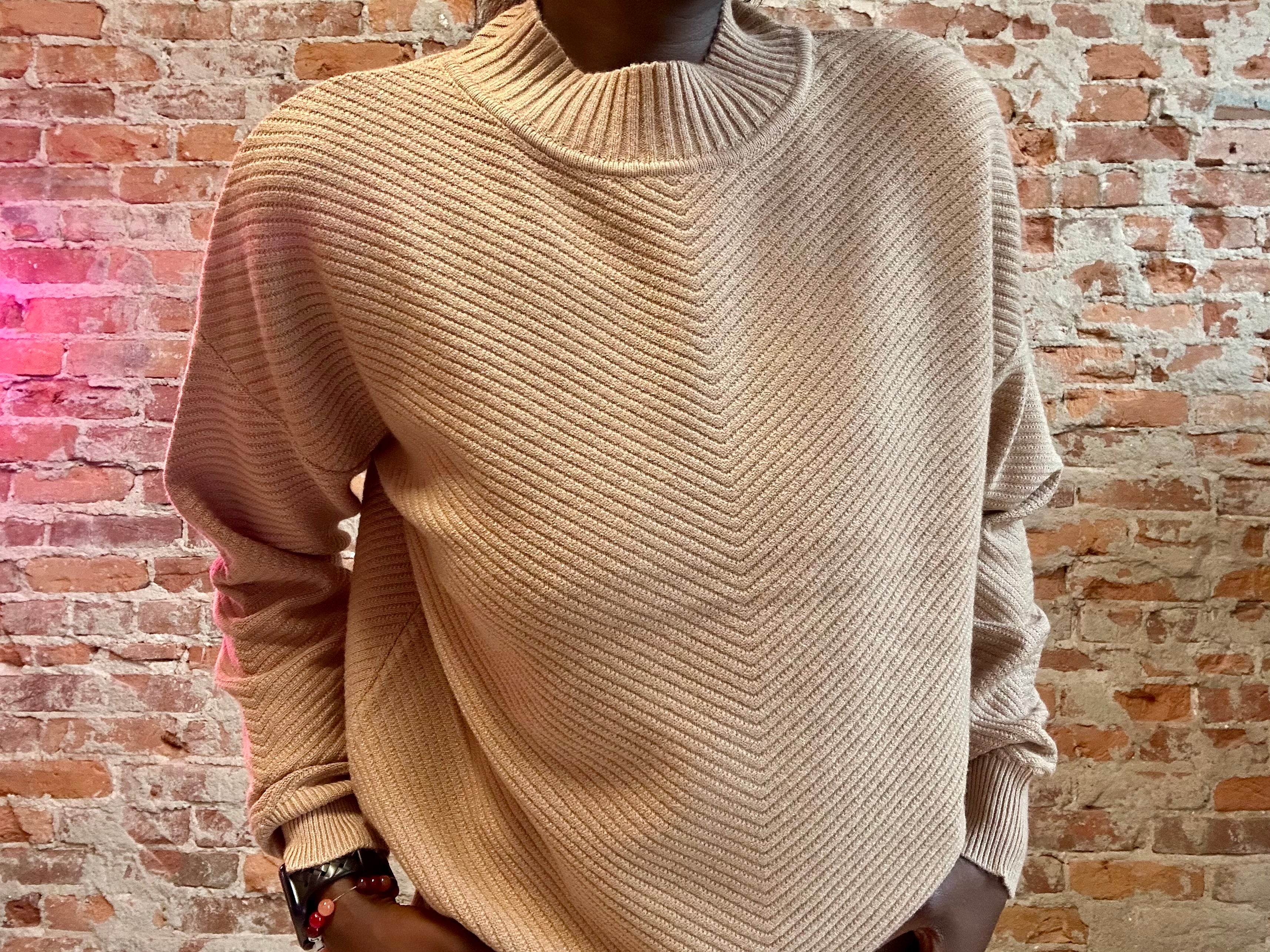 Delia Chunky Ribbed Mock Sweater-Sweaters-Be Cool-The Funky Zebra Ames, Women's Fashion Boutique in Ames, Iowa