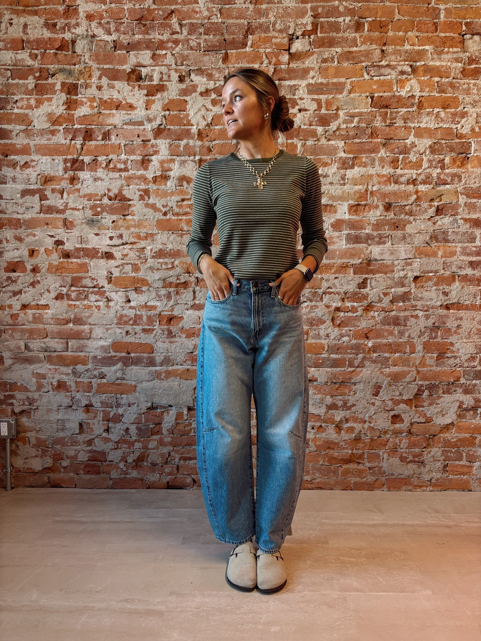 Taylor Pinstripe Sweater-apparel-Staccato-The Funky Zebra Ames, Women's Fashion Boutique in Ames, Iowa