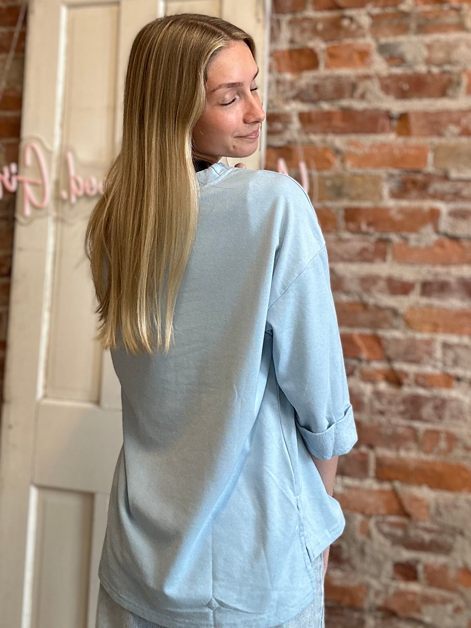 USA Patched Blue Top-Jodifl-The Funky Zebra Ames, Women's Fashion Boutique in Ames, Iowa