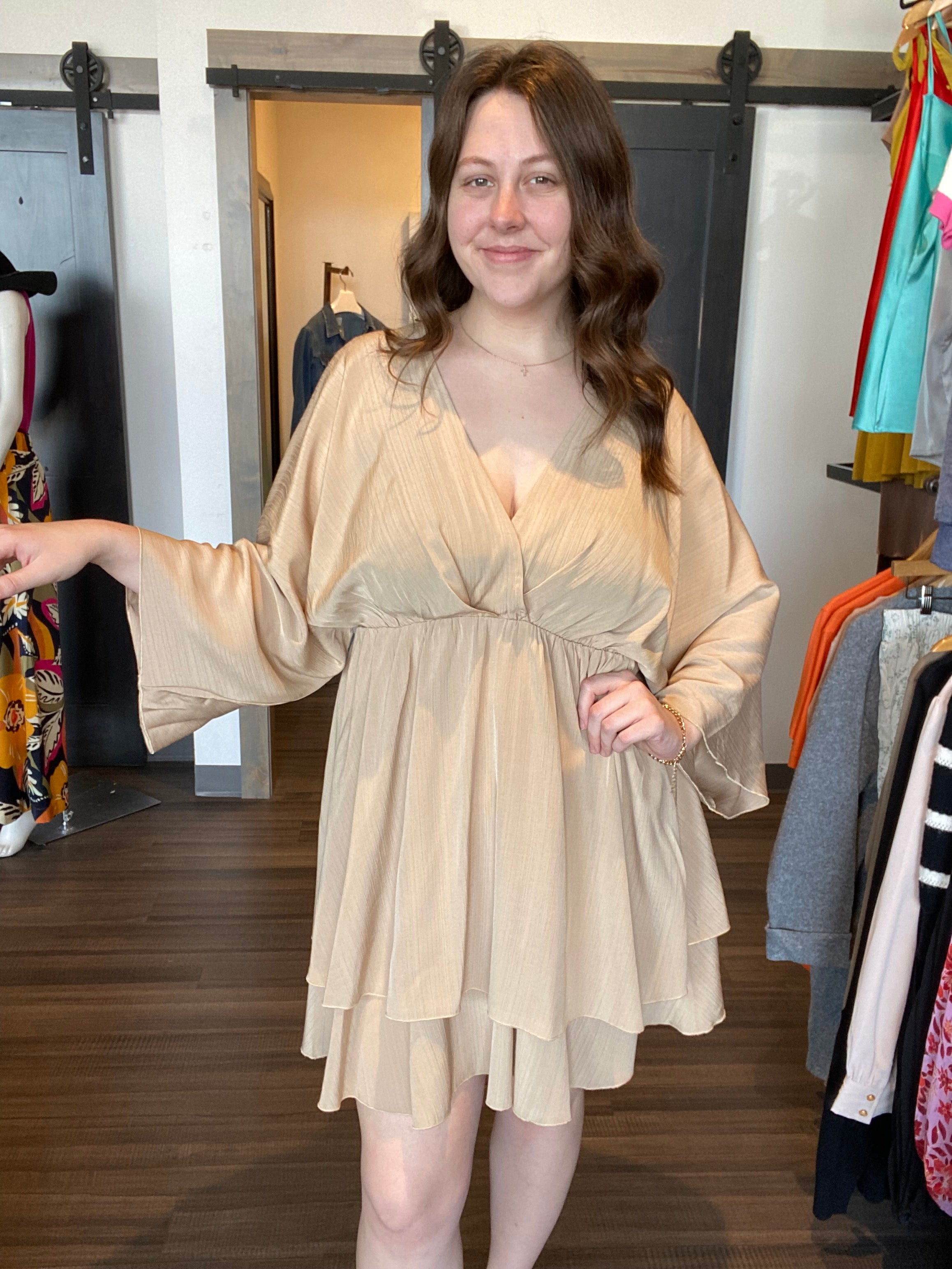 Hailey Beige Dress-Dresses-Molly Bracken-The Funky Zebra Ames, Women's Fashion Boutique in Ames, Iowa