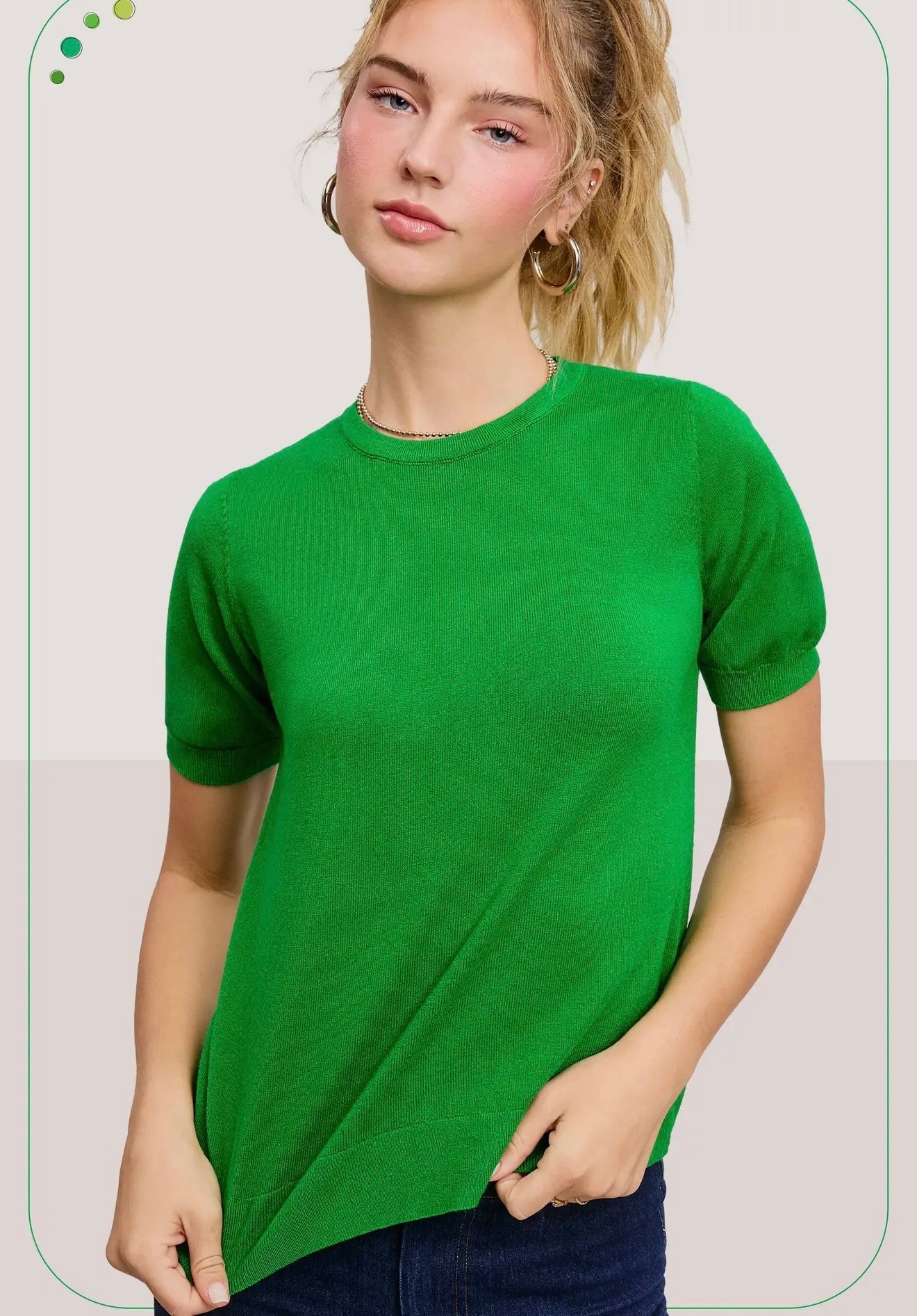 Anna Knitted Puff Sleeve Top-Short Sleeves-La Miel-The Funky Zebra Ames, Women's Fashion Boutique in Ames, Iowa