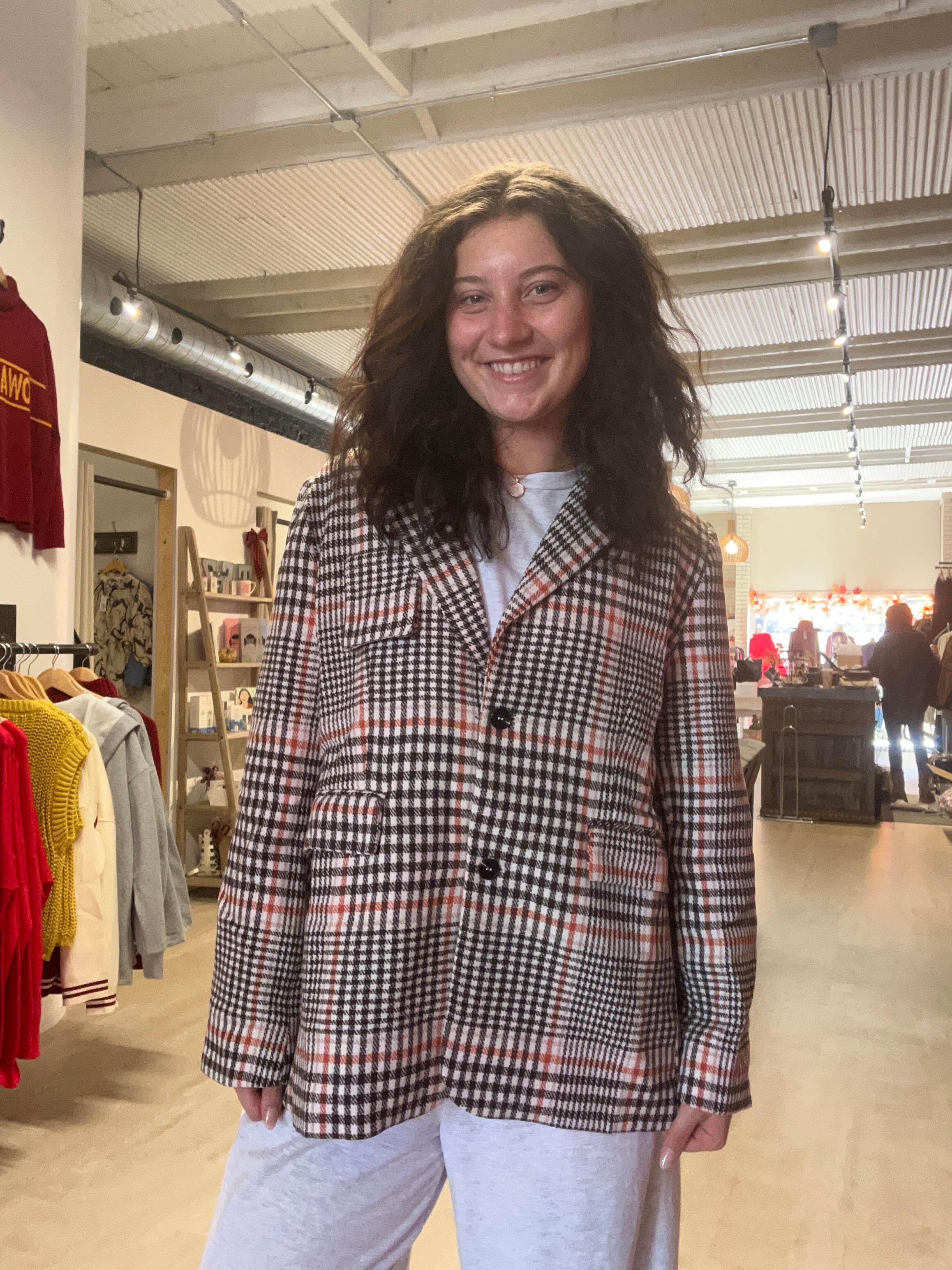 Megan Checkered Blazer-apparel-Ellison-The Funky Zebra Ames, Women's Fashion Boutique in Ames, Iowa