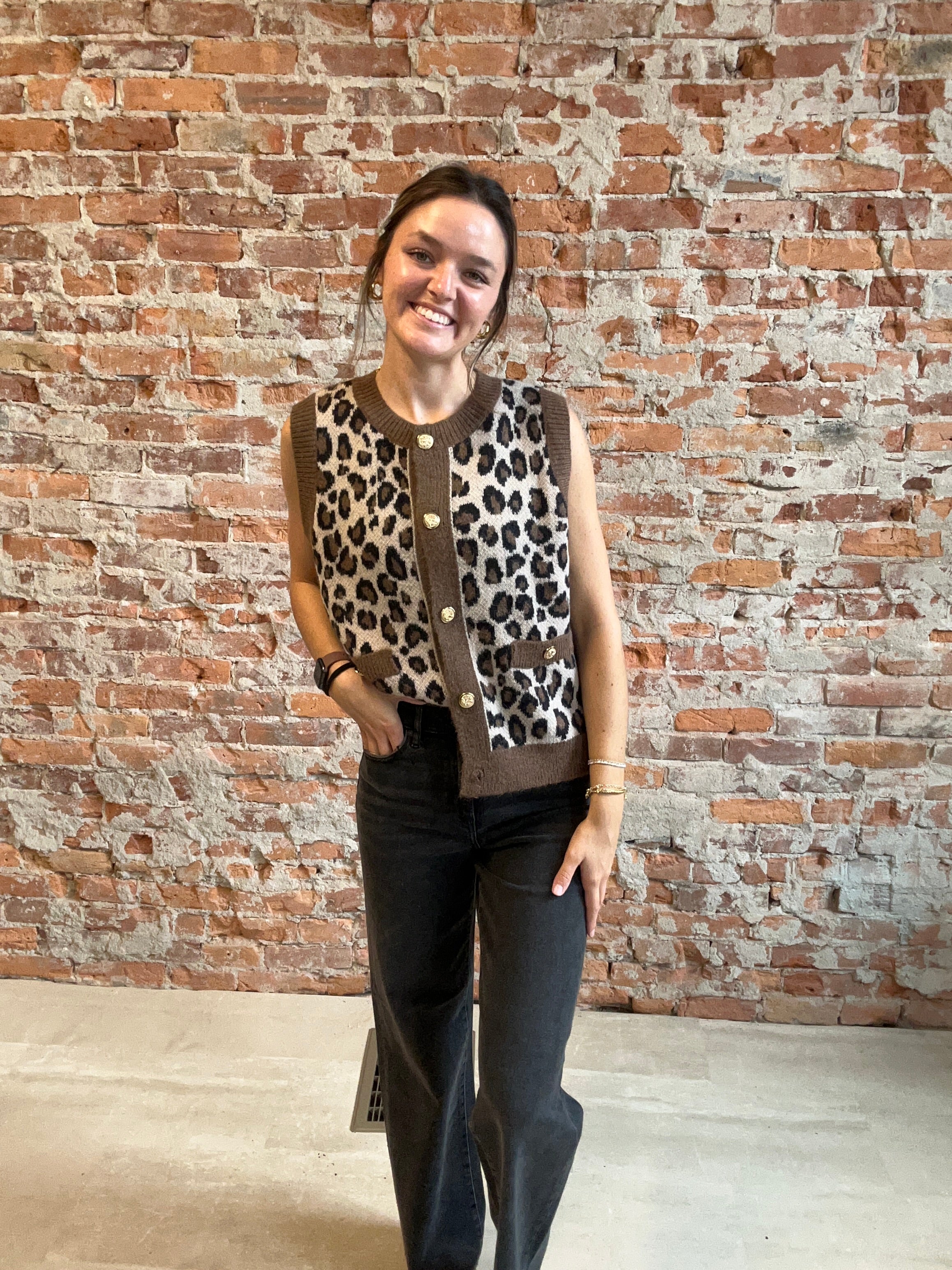 Morgan Cheetah Vest-Vests-Doe and Rae-The Funky Zebra Ames, Women's Fashion Boutique in Ames, Iowa