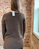 Brown Button Henley Basic Sweater-Sweaters-Zenana-The Funky Zebra Ames, Women's Fashion Boutique in Ames, Iowa