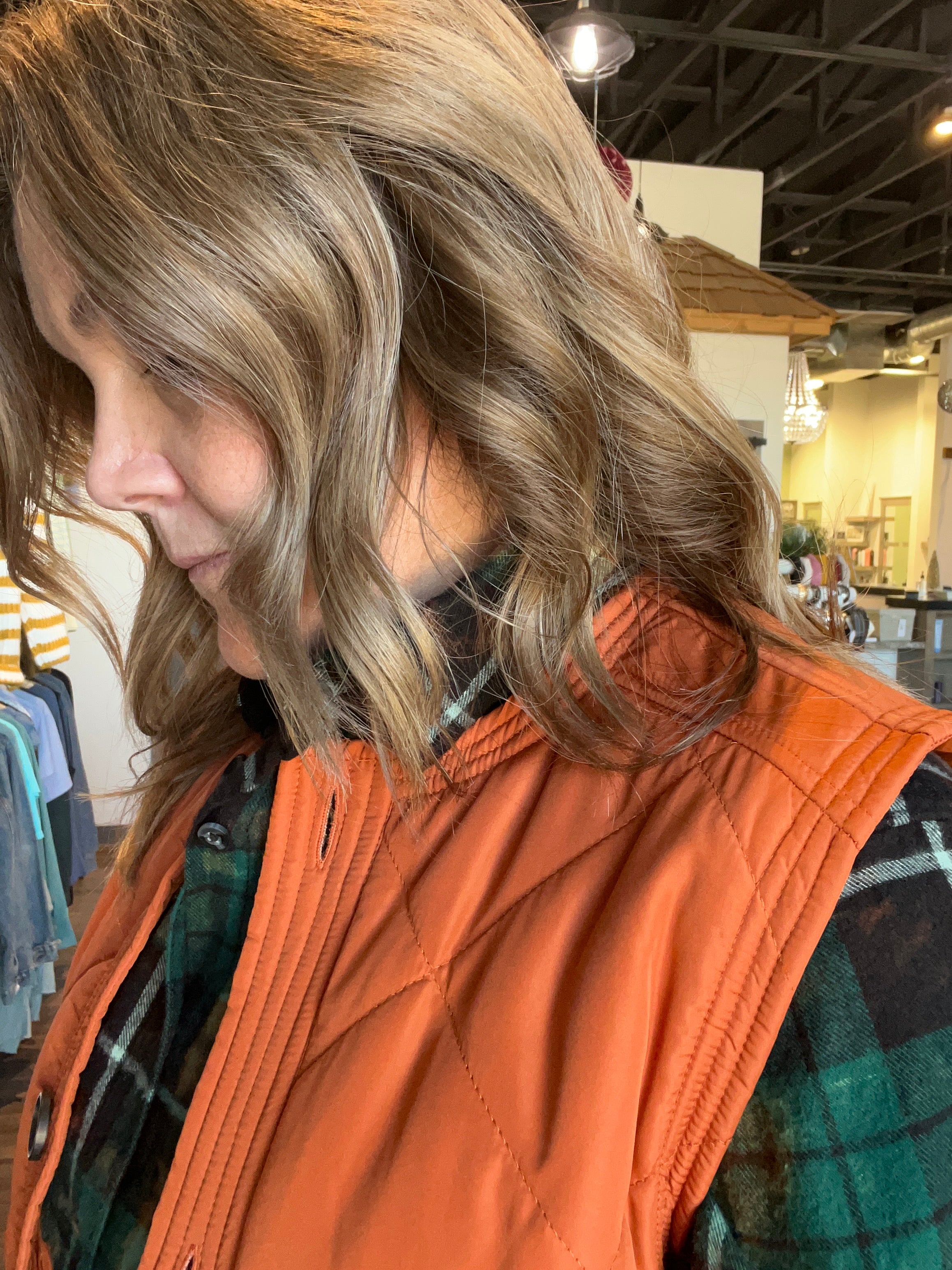 MN Orange Denver Vest-The Funky Zebra Ames-The Funky Zebra Ames, Women's Fashion Boutique in Ames, Iowa