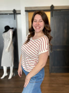 Ruby Red Striped Top-The Funky Zebra Ames-The Funky Zebra Ames, Women's Fashion Boutique in Ames, Iowa
