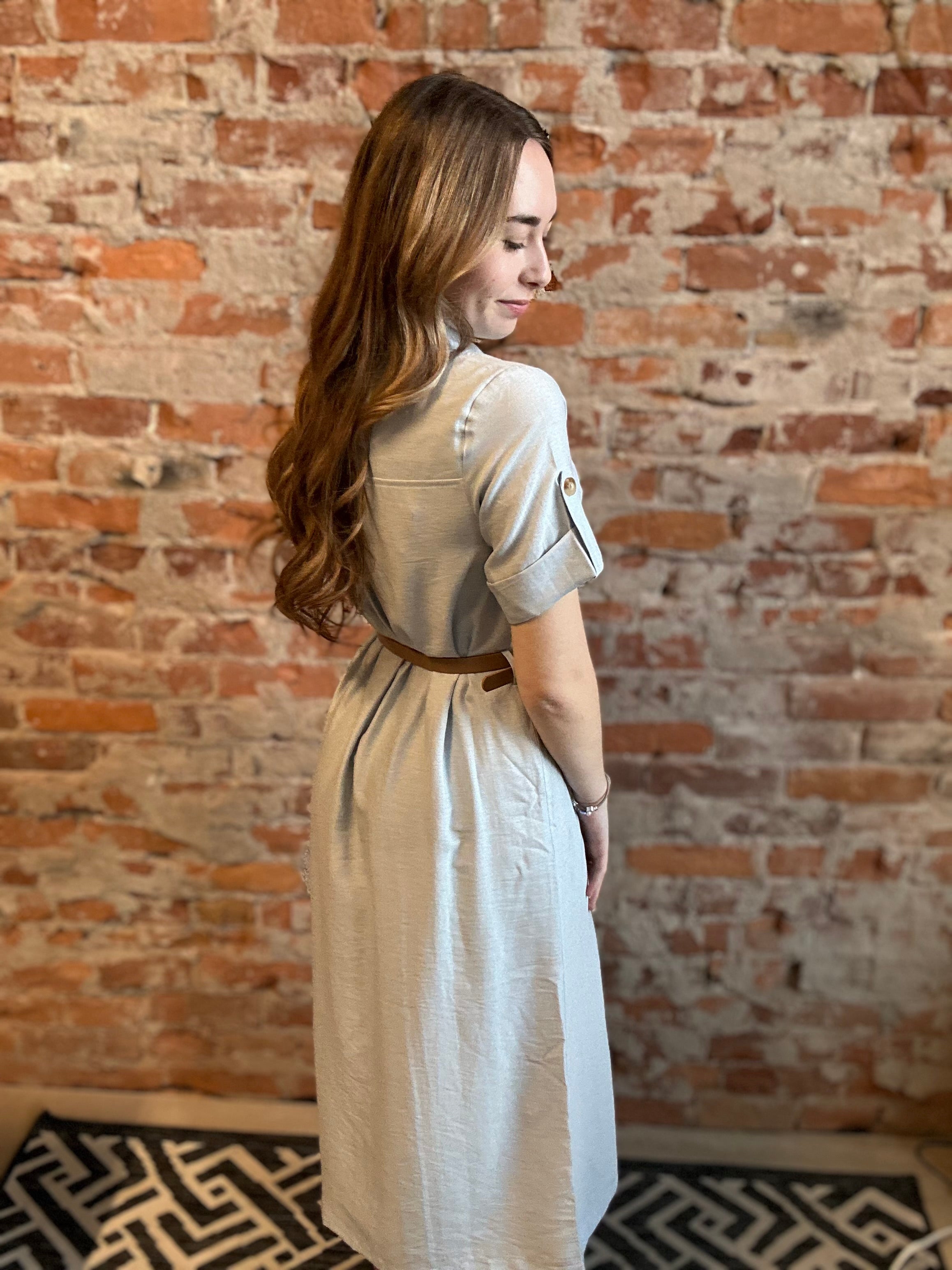 Marissa Belted Linen Dress-Dresses-Blu Pepper-The Funky Zebra Ames, Women's Fashion Boutique in Ames, Iowa