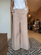 Marnie Mocha Striped Wide Leg Pants-pants-Miou Muse-The Funky Zebra Ames, Women's Fashion Boutique in Ames, Iowa