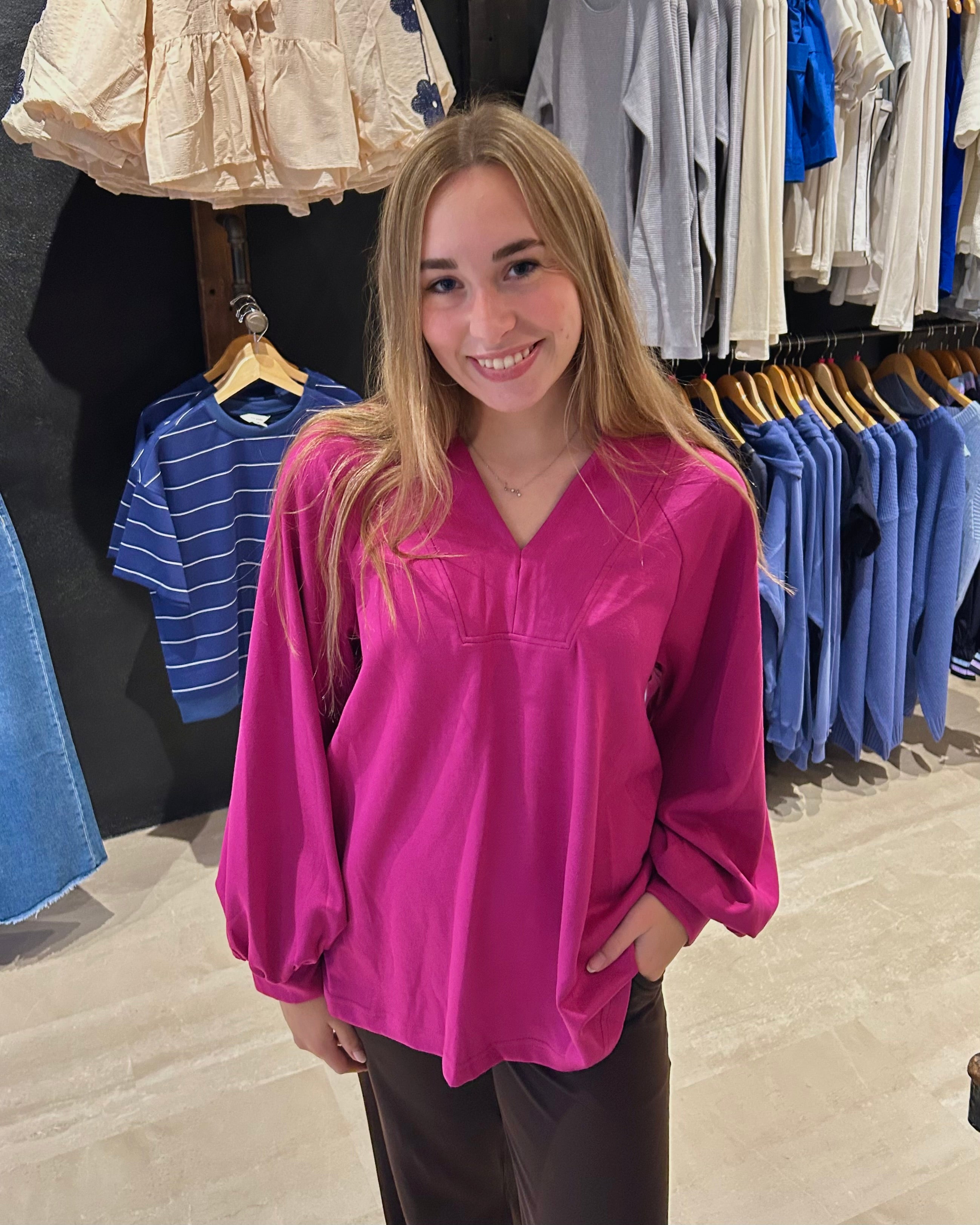 Eden Magenta Top-Long Sleeves-Jodifl-The Funky Zebra Ames, Women's Fashion Boutique in Ames, Iowa