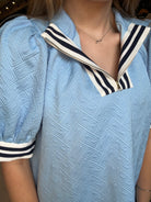 Sami Blue Top-Short Sleeves-Jodifl-The Funky Zebra Ames, Women's Fashion Boutique in Ames, Iowa