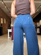 Shayna Chambray Wide Leg Pants-Pants-Blu Pepper-The Funky Zebra Ames, Women's Fashion Boutique in Ames, Iowa