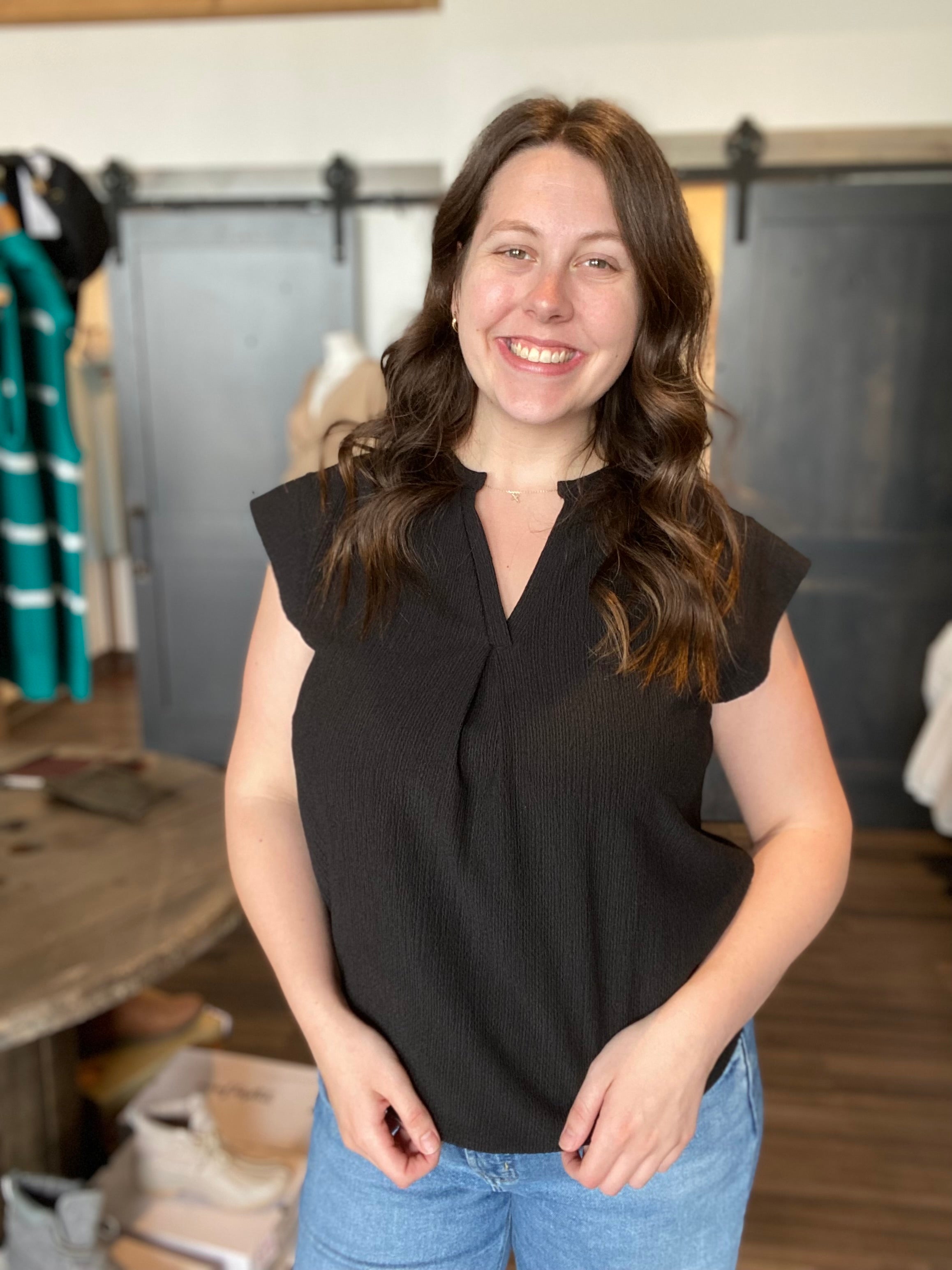 Cora Black Knitted Top-The Funky Zebra Ames-The Funky Zebra Ames, Women's Fashion Boutique in Ames, Iowa