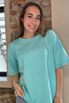 Roxanne Acid Washed Tee-apparel-Zenana-The Funky Zebra Ames, Women's Fashion Boutique in Ames, Iowa