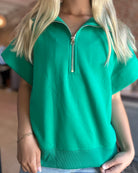 Jama Half Zip Scuba Top-apparel-Zenana-The Funky Zebra Ames, Women's Fashion Boutique in Ames, Iowa
