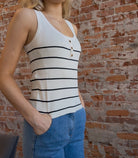 Bobbi Blue & White Striped Sweater Tank-Tank Tops-Molly Bracken-The Funky Zebra Ames, Women's Fashion Boutique in Ames, Iowa
