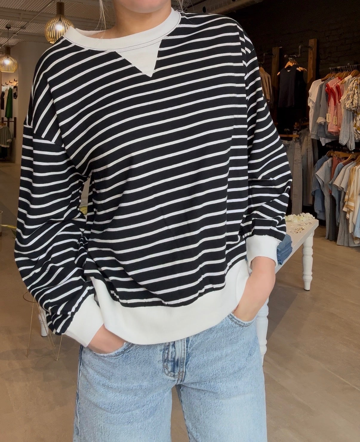 Maggie Striped Long Sleeve Pullover-Zenana-The Funky Zebra Ames, Women's Fashion Boutique in Ames, Iowa