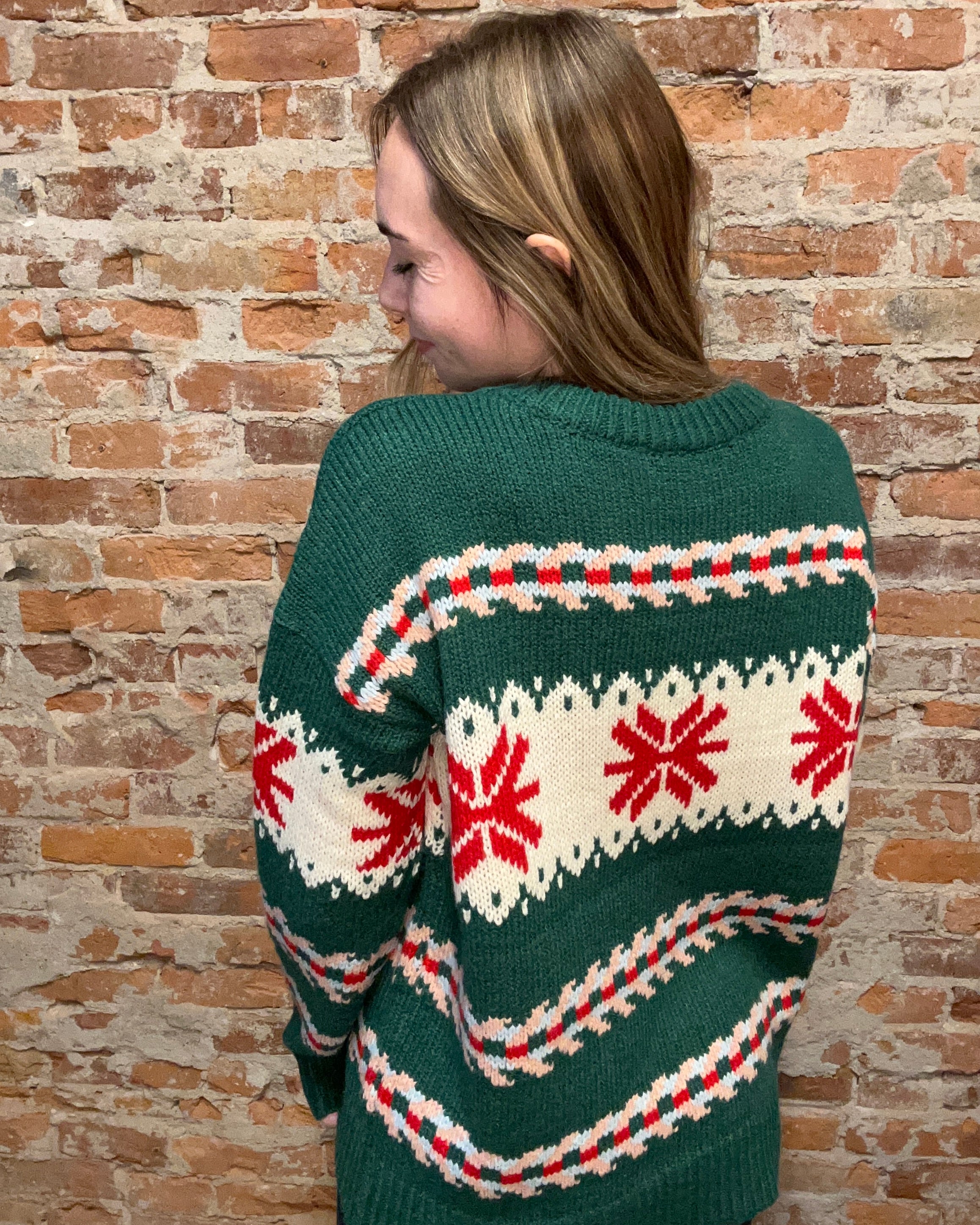 Mishel Green Holiday Sweater-Sweaters-Staccato-The Funky Zebra Ames, Women's Fashion Boutique in Ames, Iowa