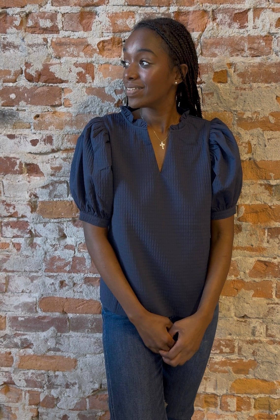 Harley Puff Sleeve Top-Short Sleeves-Glam-The Funky Zebra Ames, Women's Fashion Boutique in Ames, Iowa