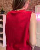 Caroline Red Sleeveless Sweater-Sweaters-Gilli-The Funky Zebra Ames, Women's Fashion Boutique in Ames, Iowa