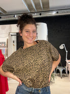 Sierra Animal Print Top-Short Sleeves-Doe and Rae-The Funky Zebra Ames, Women's Fashion Boutique in Ames, Iowa