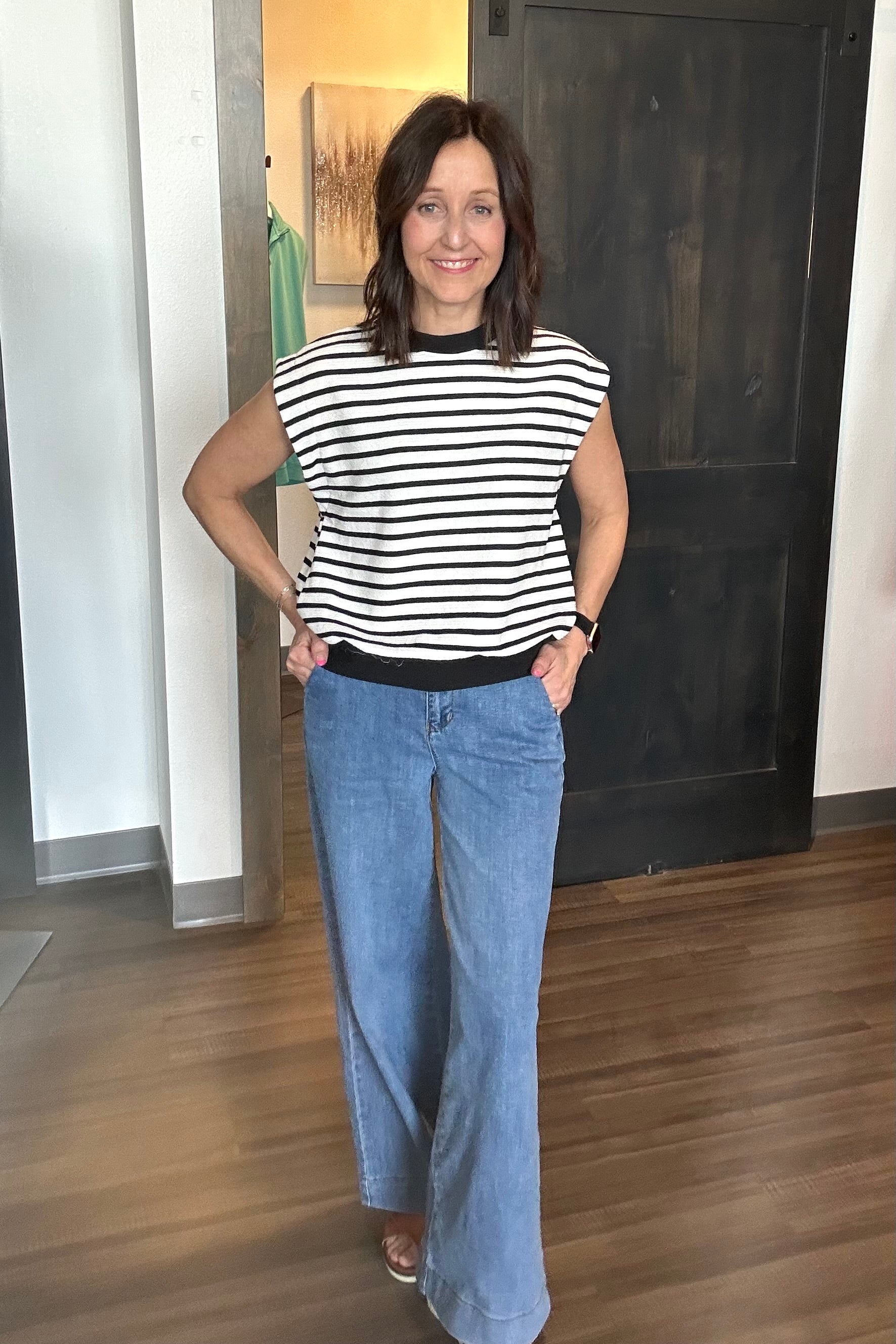 Sarah Stripe Top-Short Sleeves-The Funky Zebra Ames-The Funky Zebra Ames, Women's Fashion Boutique in Ames, Iowa