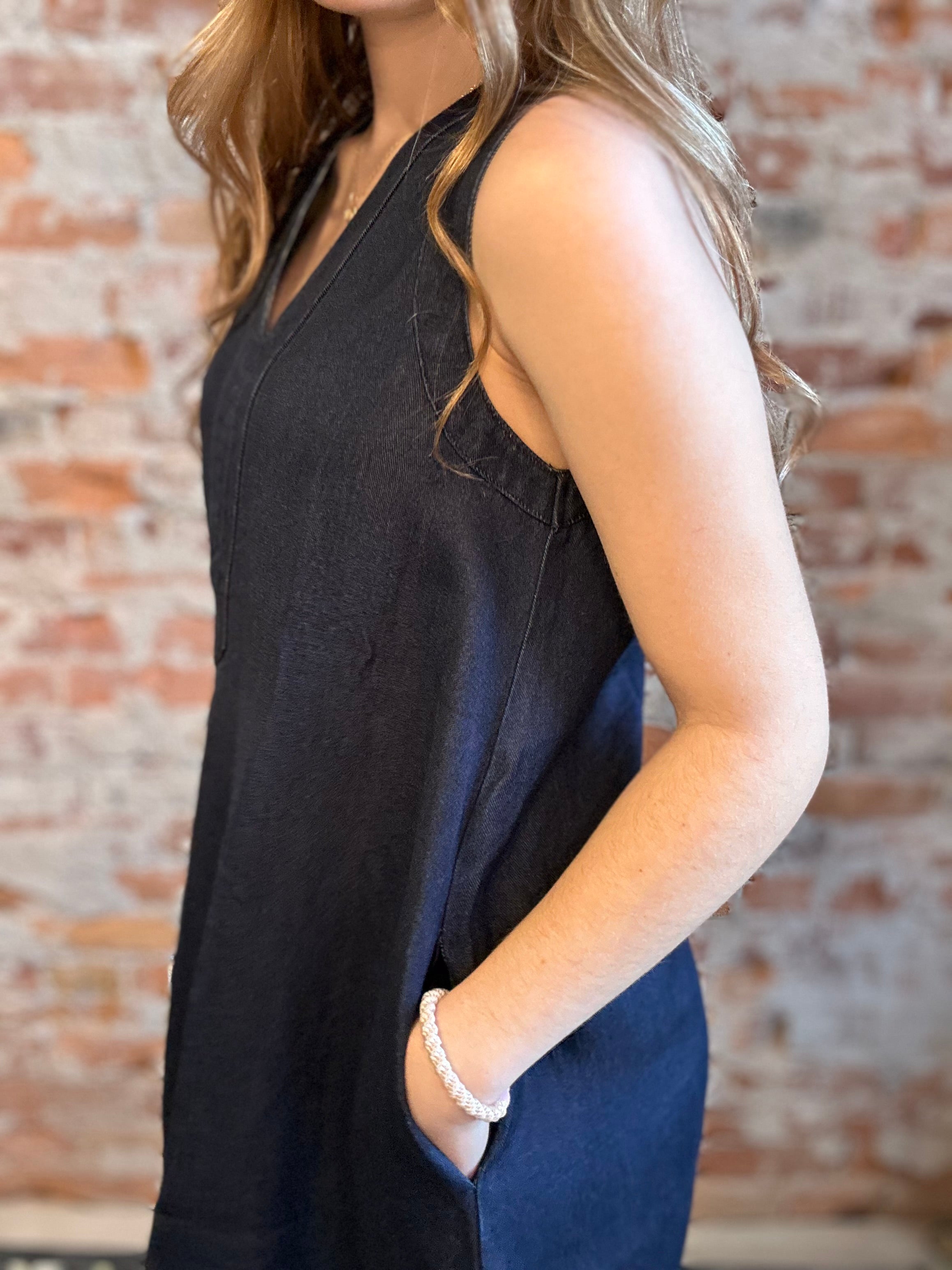 Vanessa Denim Dress-Dresses-Doe and Rae-The Funky Zebra Ames, Women's Fashion Boutique in Ames, Iowa