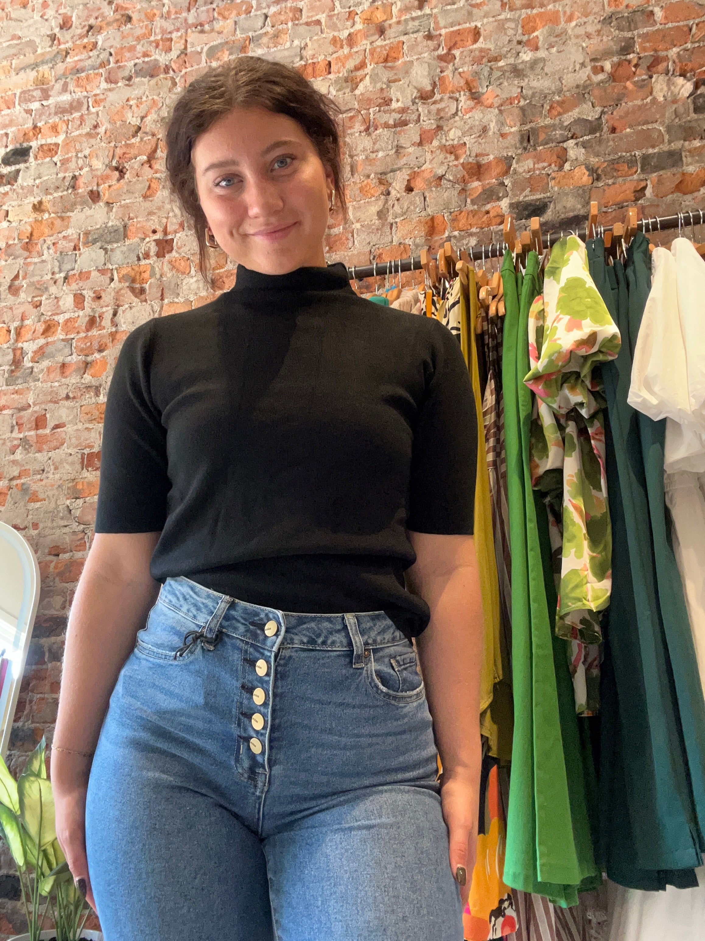 Jenna Mock Neck Half Sleeve-Short Sleeves-Doe and Rae-The Funky Zebra Ames, Women's Fashion Boutique in Ames, Iowa