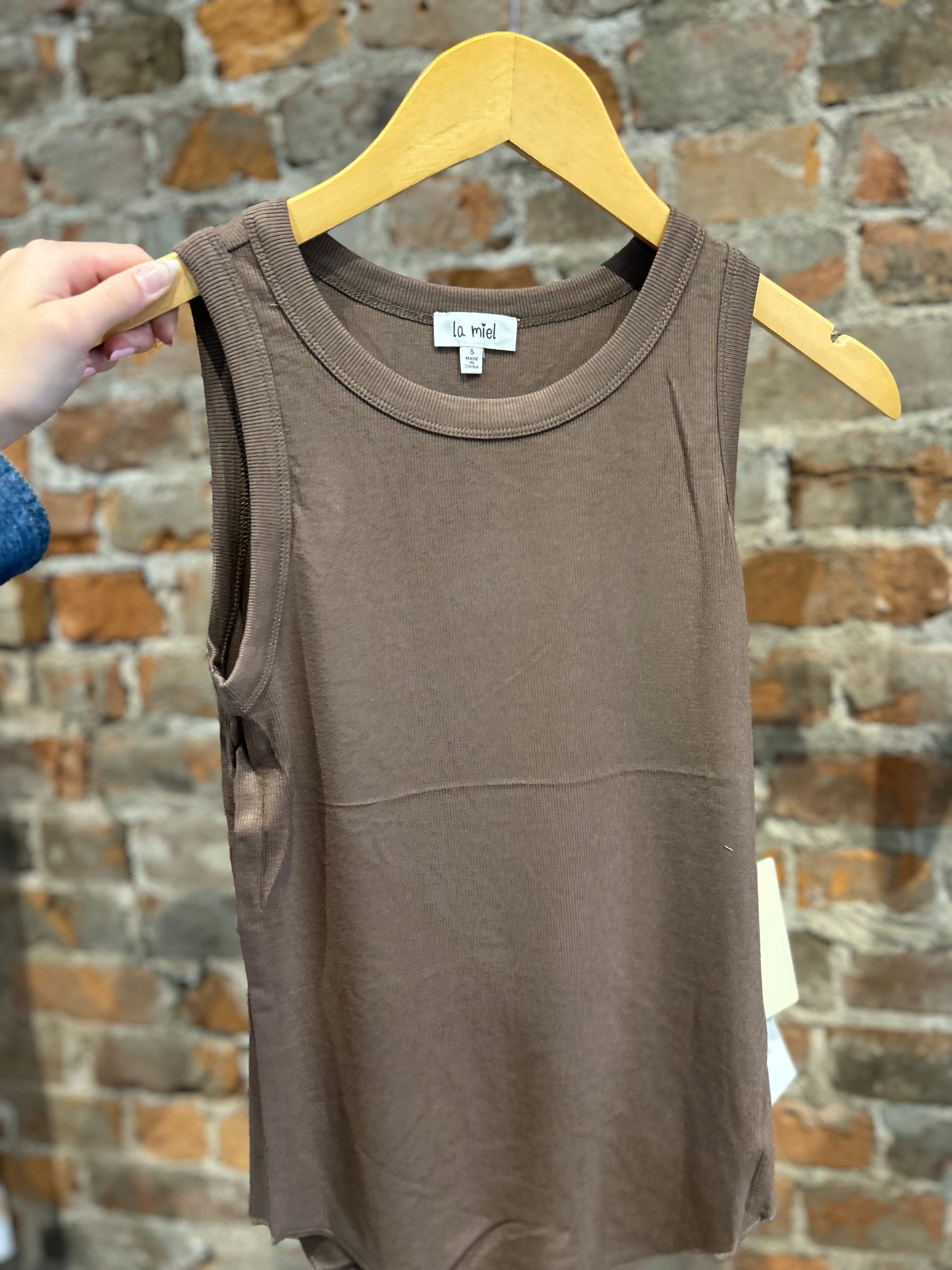 Dani Ribbed Tank-La Miel-The Funky Zebra Ames, Women's Fashion Boutique in Ames, Iowa
