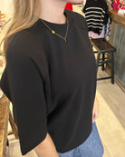 Shara Oversized Scuba Luxe Top-Short Sleeves-Rae Mode-The Funky Zebra Ames, Women's Fashion Boutique in Ames, Iowa