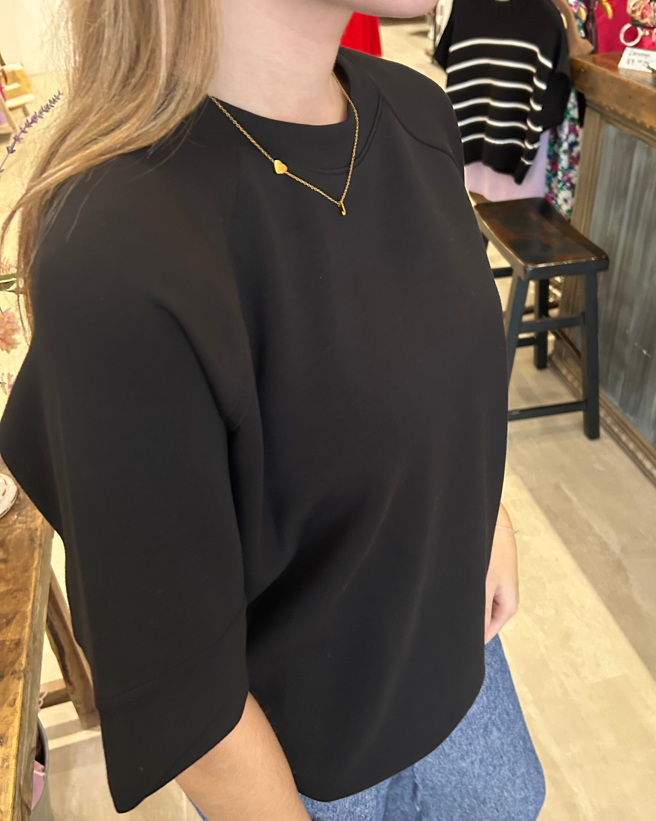 Shara Oversized Scuba Luxe Top-Short Sleeves-Rae Mode-The Funky Zebra Ames, Women's Fashion Boutique in Ames, Iowa