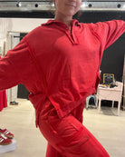 Bianca Long Sleeve Washed Red Pullover-Long Sleeves-Eesome-The Funky Zebra Ames, Women's Fashion Boutique in Ames, Iowa
