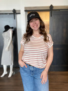 Ruby Red Striped Top-The Funky Zebra Ames-The Funky Zebra Ames, Women's Fashion Boutique in Ames, Iowa