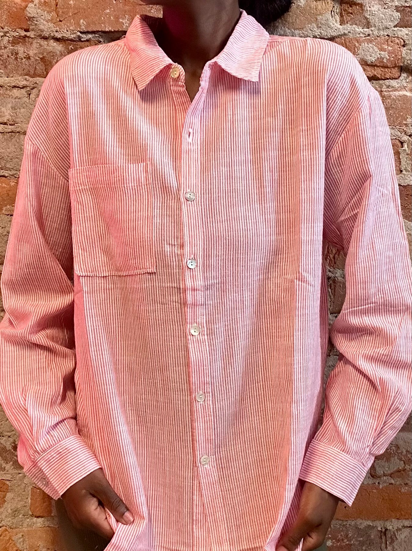 Carlee Striped Button Down-Long Sleeves-Be Cool-The Funky Zebra Ames, Women's Fashion Boutique in Ames, Iowa