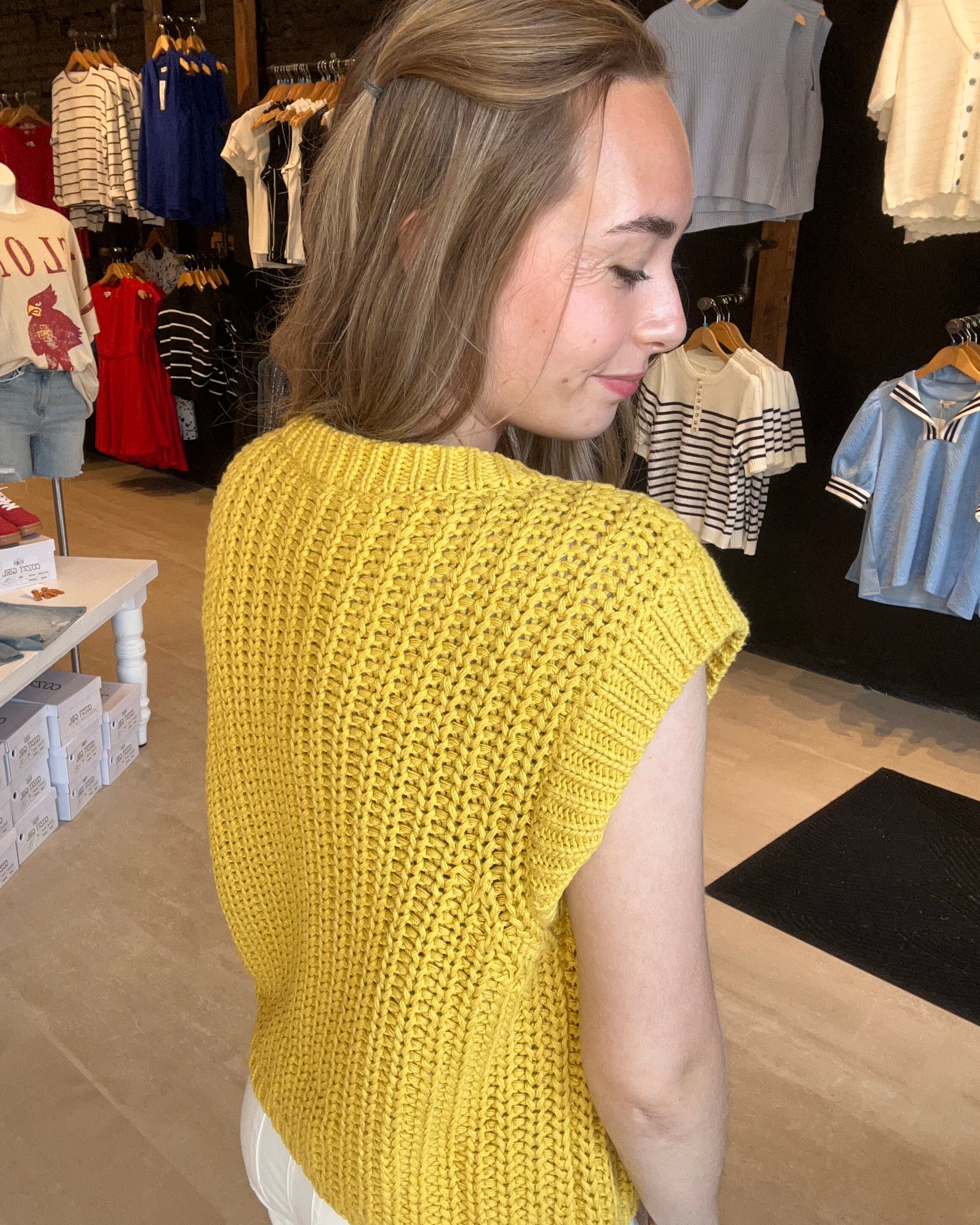 Sarah Mustard Vest-Vests-Jodifl-The Funky Zebra Ames, Women's Fashion Boutique in Ames, Iowa