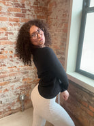 Vivian Black Sweater-apparel-Staccato-The Funky Zebra Ames, Women's Fashion Boutique in Ames, Iowa