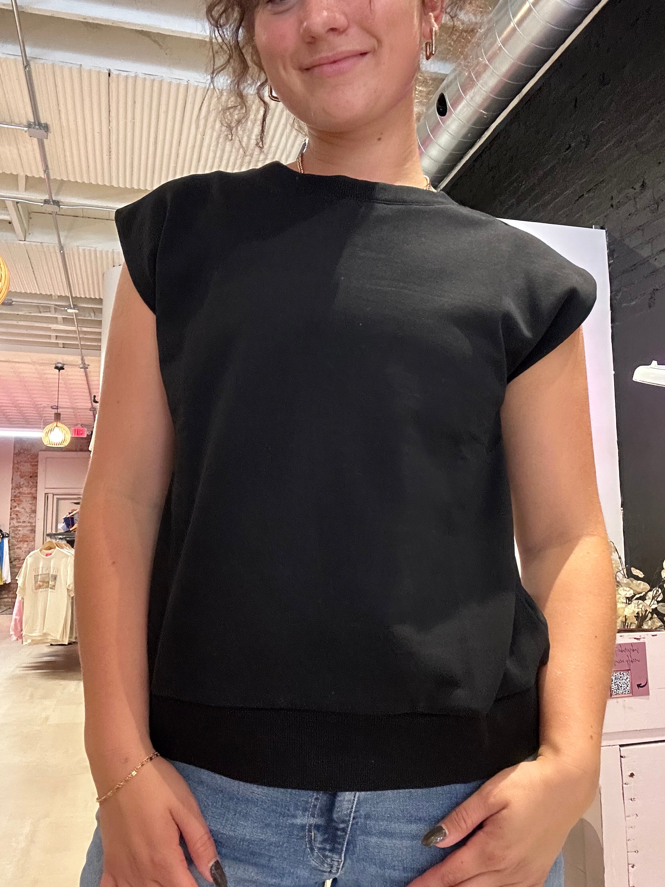 Davi Black Muscle Tee-Doe and Rae-The Funky Zebra Ames, Women's Fashion Boutique in Ames, Iowa