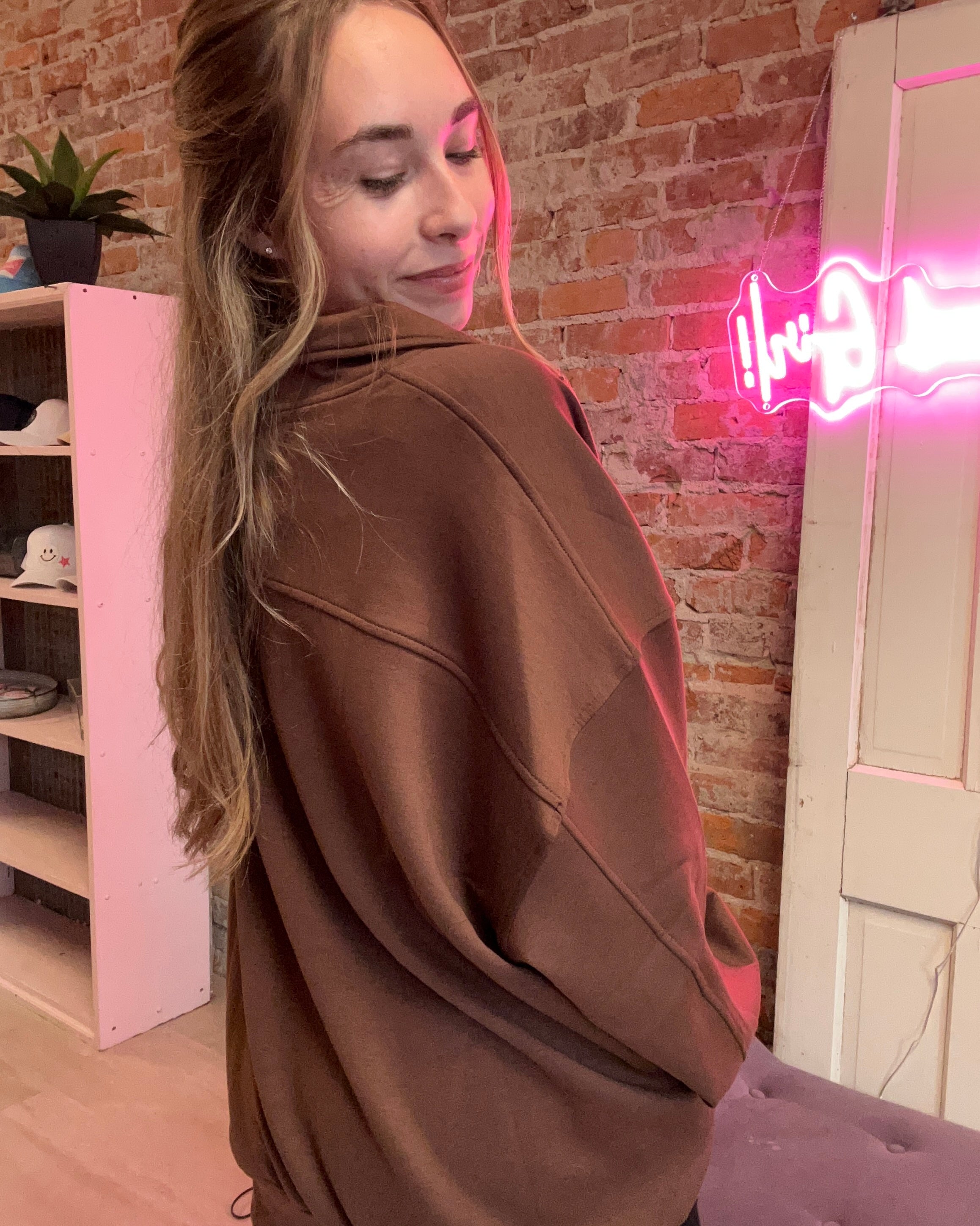 Scuba Half Zip Pullover-Sweatshirt-Zenana-The Funky Zebra Ames, Women's Fashion Boutique in Ames, Iowa