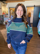 Lily Navy Color Block Top-Blu Pepper-The Funky Zebra Ames, Women's Fashion Boutique in Ames, Iowa