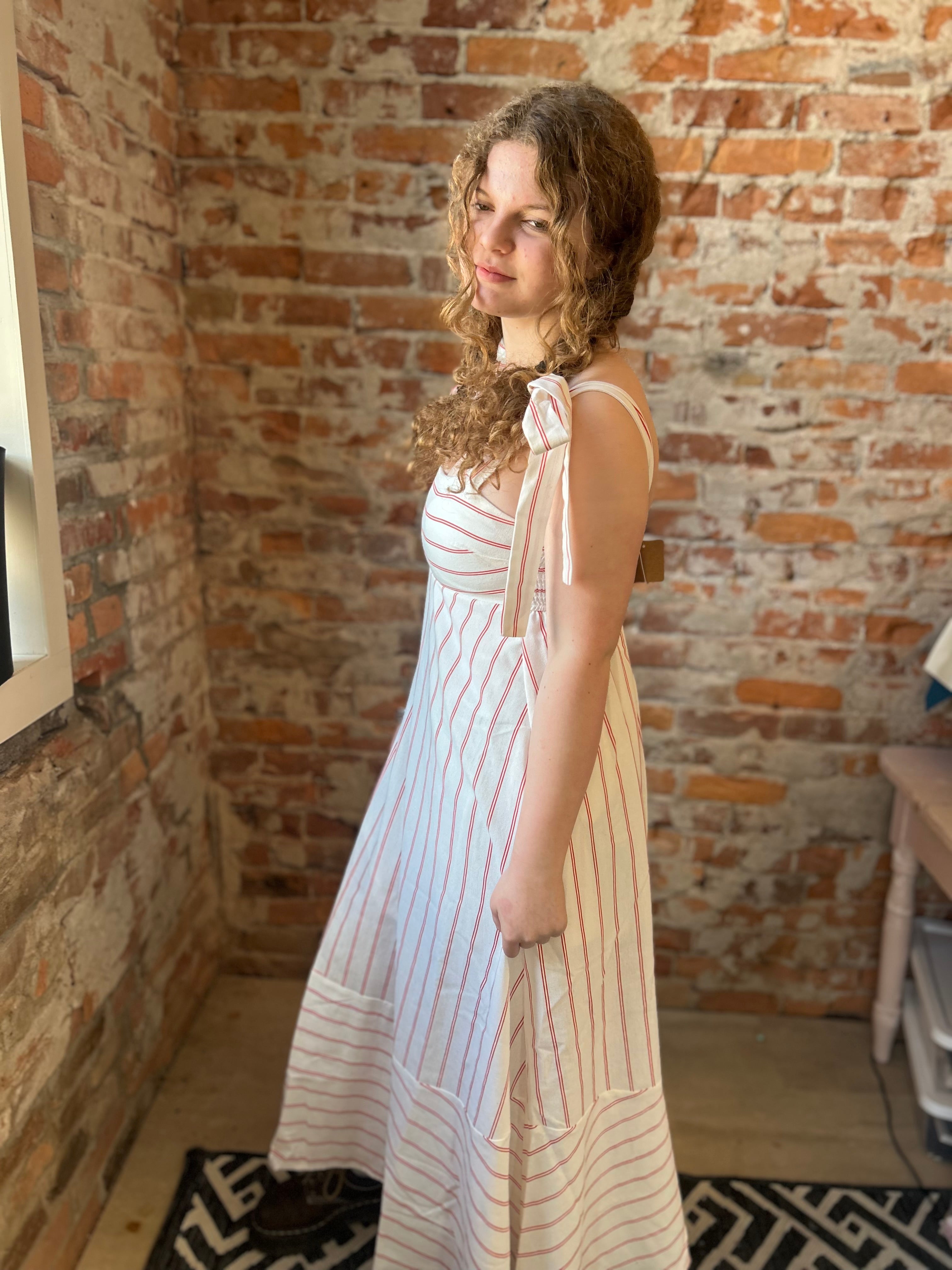 Ellen Tie Strap Midi Dress-Dresses-Blu Pepper-The Funky Zebra Ames, Women's Fashion Boutique in Ames, Iowa