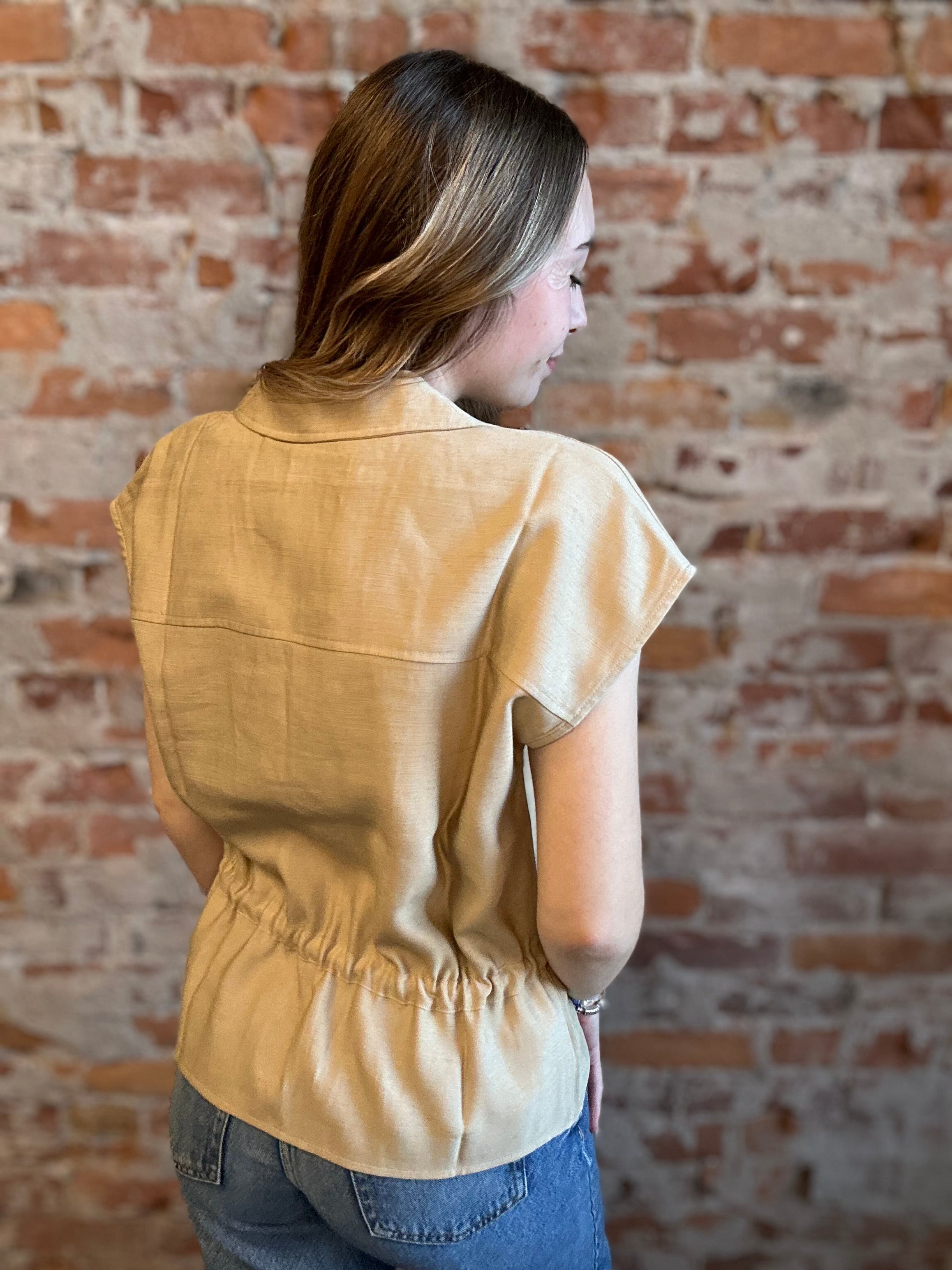 Ulma Utility Vest-Vests-Doe and Rae-The Funky Zebra Ames, Women's Fashion Boutique in Ames, Iowa