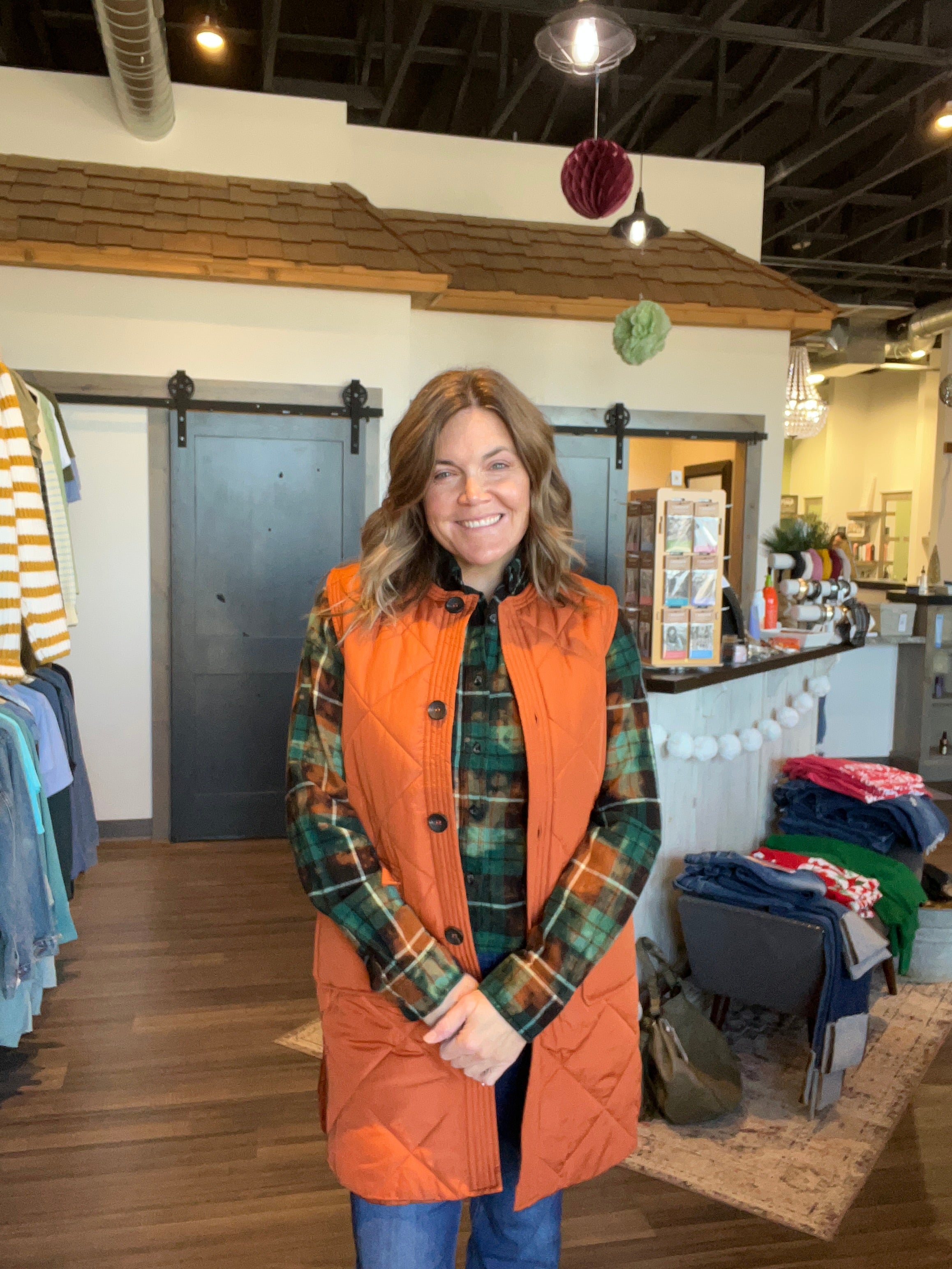 MN Orange Denver Vest-The Funky Zebra Ames-The Funky Zebra Ames, Women's Fashion Boutique in Ames, Iowa