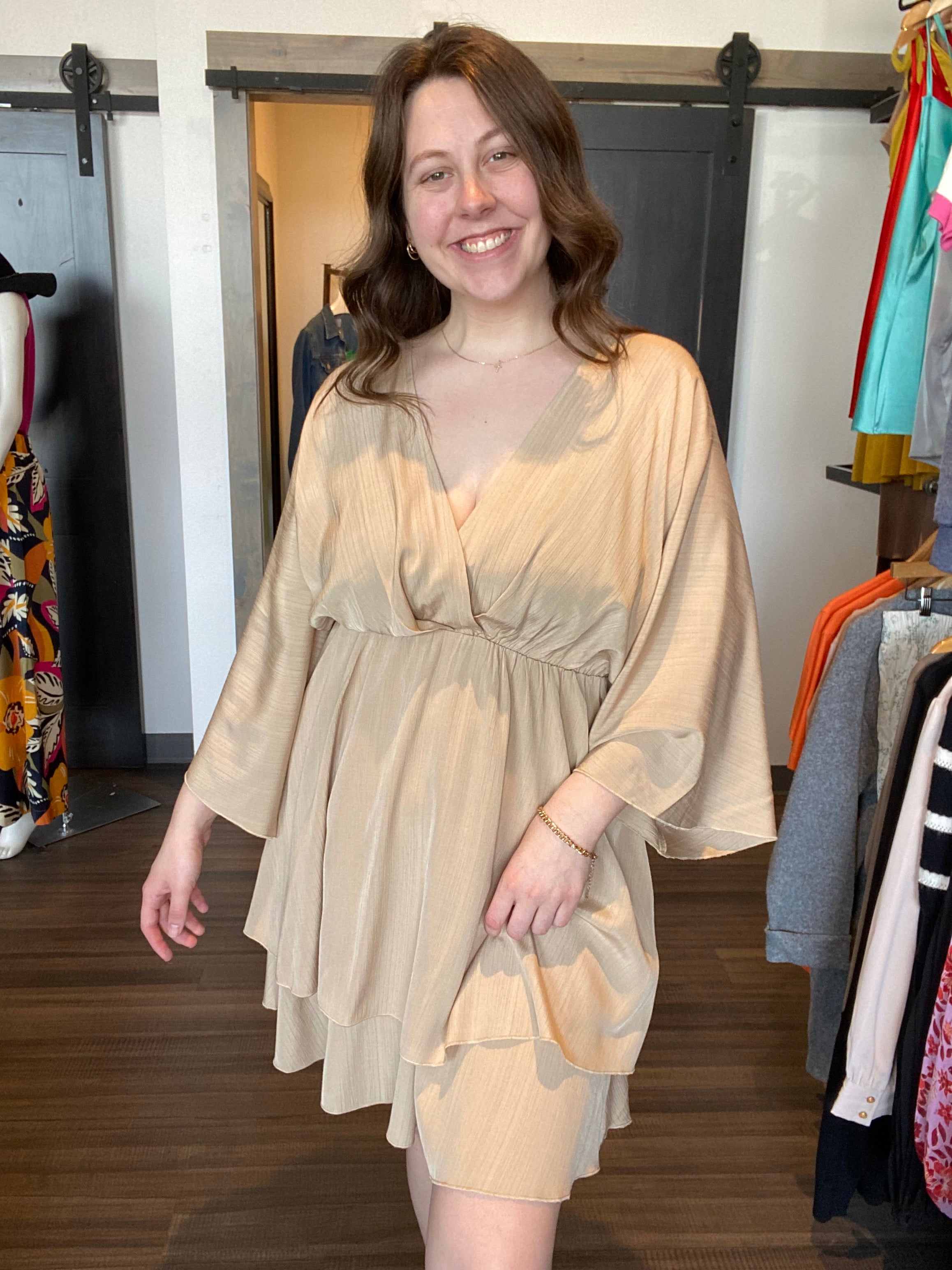 Hailey Beige Dress-Dresses-Molly Bracken-The Funky Zebra Ames, Women's Fashion Boutique in Ames, Iowa