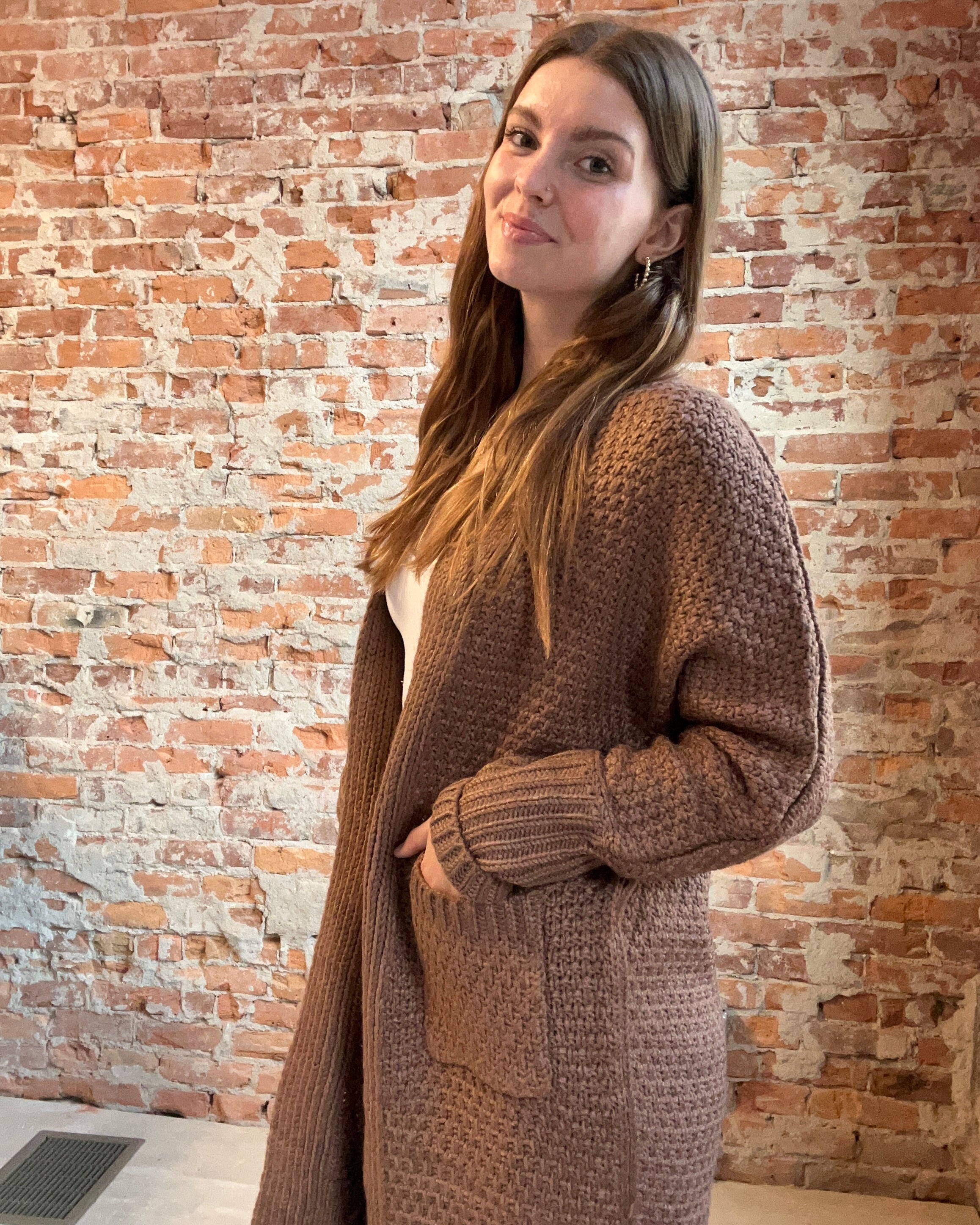 Mila Brown Knit Cardigan-Cardigans-Panache Accessories-The Funky Zebra Ames, Women's Fashion Boutique in Ames, Iowa